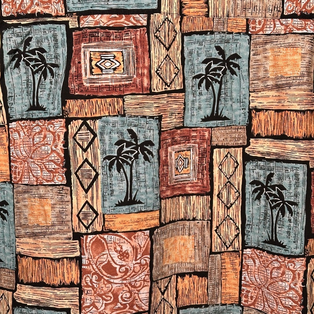Cooke Street tropical cotton relaxed patchwork palm aloha shirt L multicolor - Picture 9 of 10